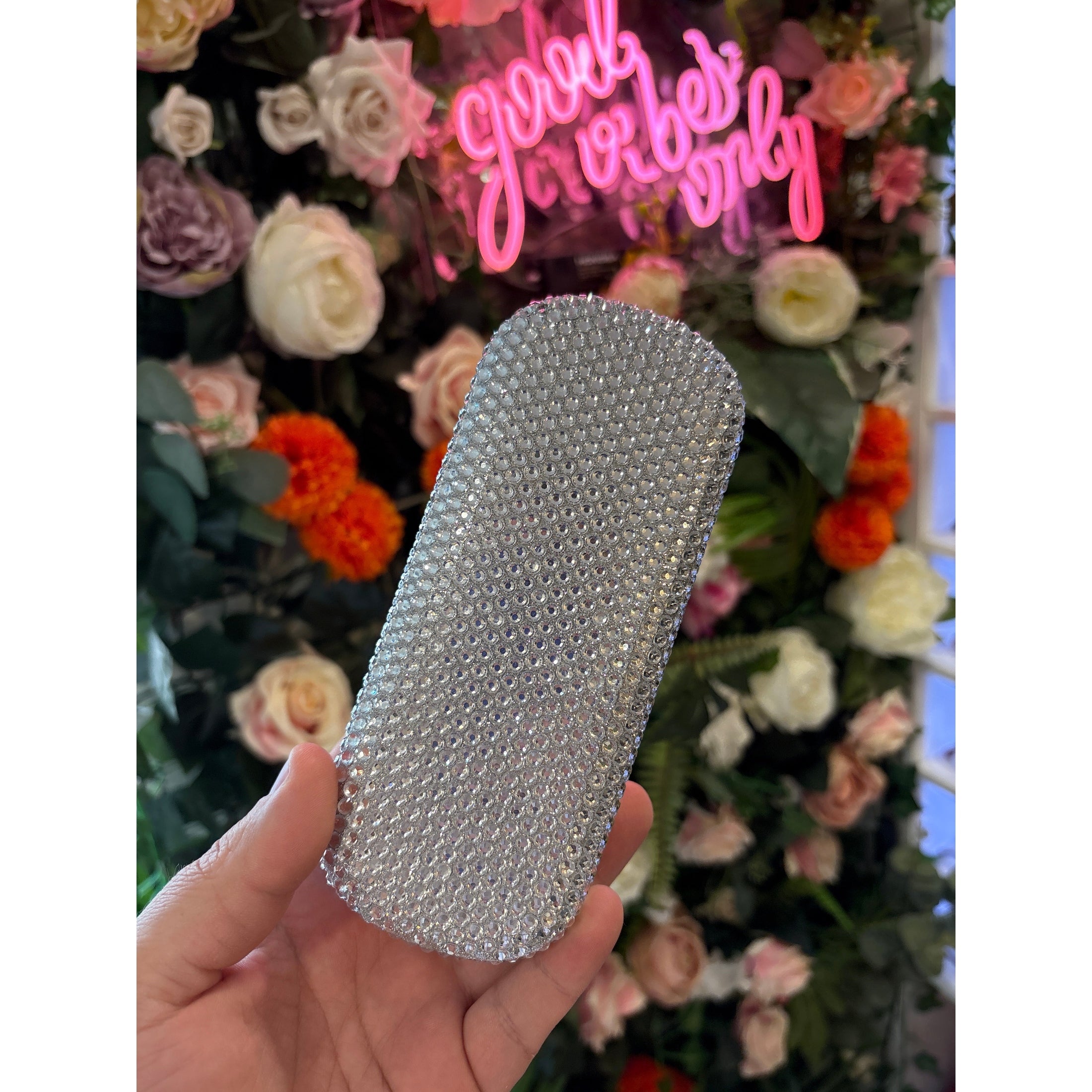 Rhinestone Glasses Case | Silver