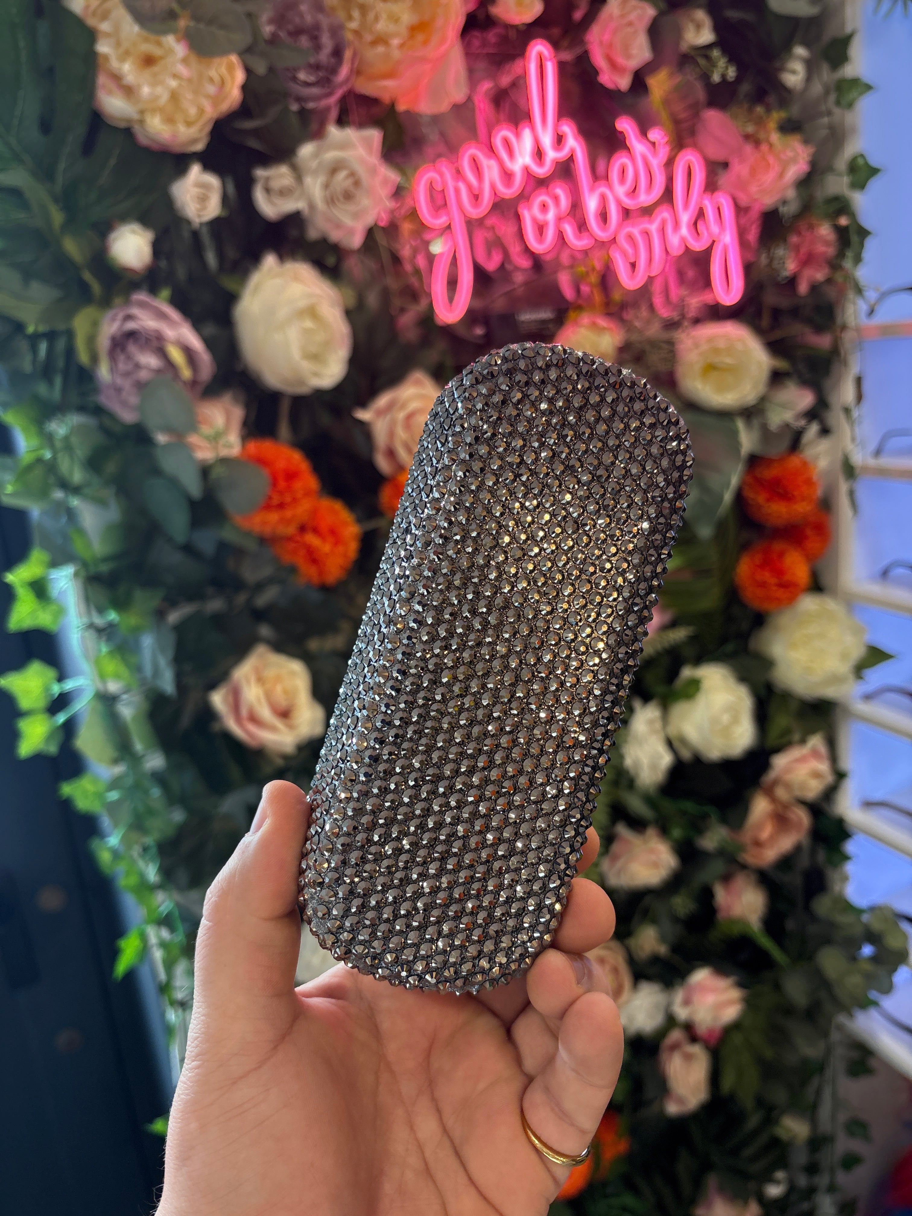 Rhinestone Glasses Case | Black