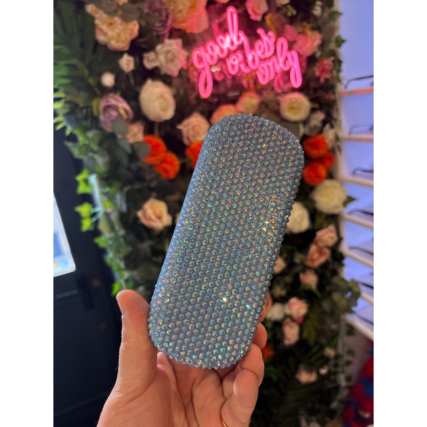 Rhinestone Glasses Case | Blue